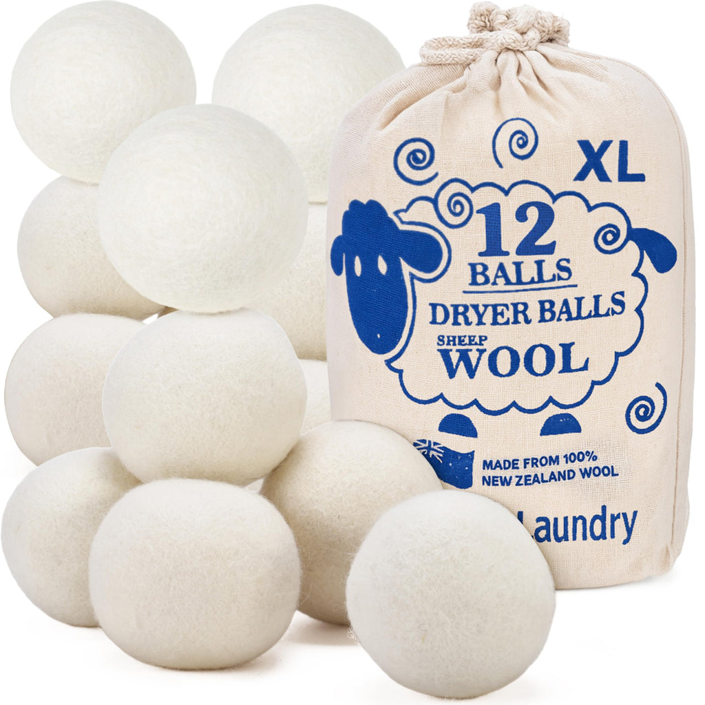 Handy Laundry Wool Dryer Balls - Natural Fabric Softener, Reusable, Reduces Clothing Wrinkles and Saves Drying Time, Better Alternative to Plastic Balls and Liquid Softener (Pack of 6)