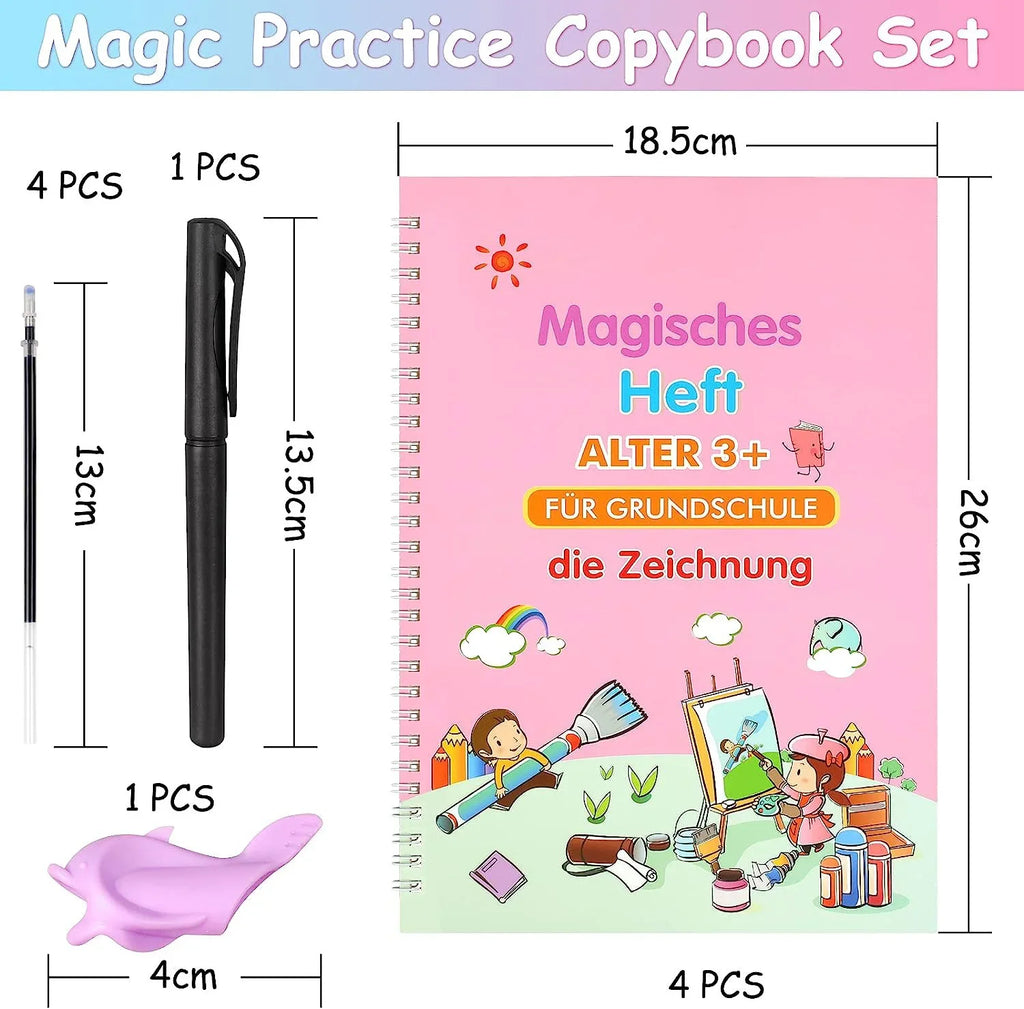 Magisches Arbeitsbuch, pädagogische Montessori-Bücher für Kinder, Stiftkontrolle, Training, wiederverwendbares Kalligraphie-Kopierbuch für Kinder