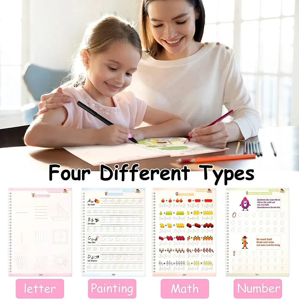 Magisches Arbeitsbuch, pädagogische Montessori-Bücher für Kinder, Stiftkontrolle, Training, wiederverwendbares Kalligraphie-Kopierbuch für Kinder